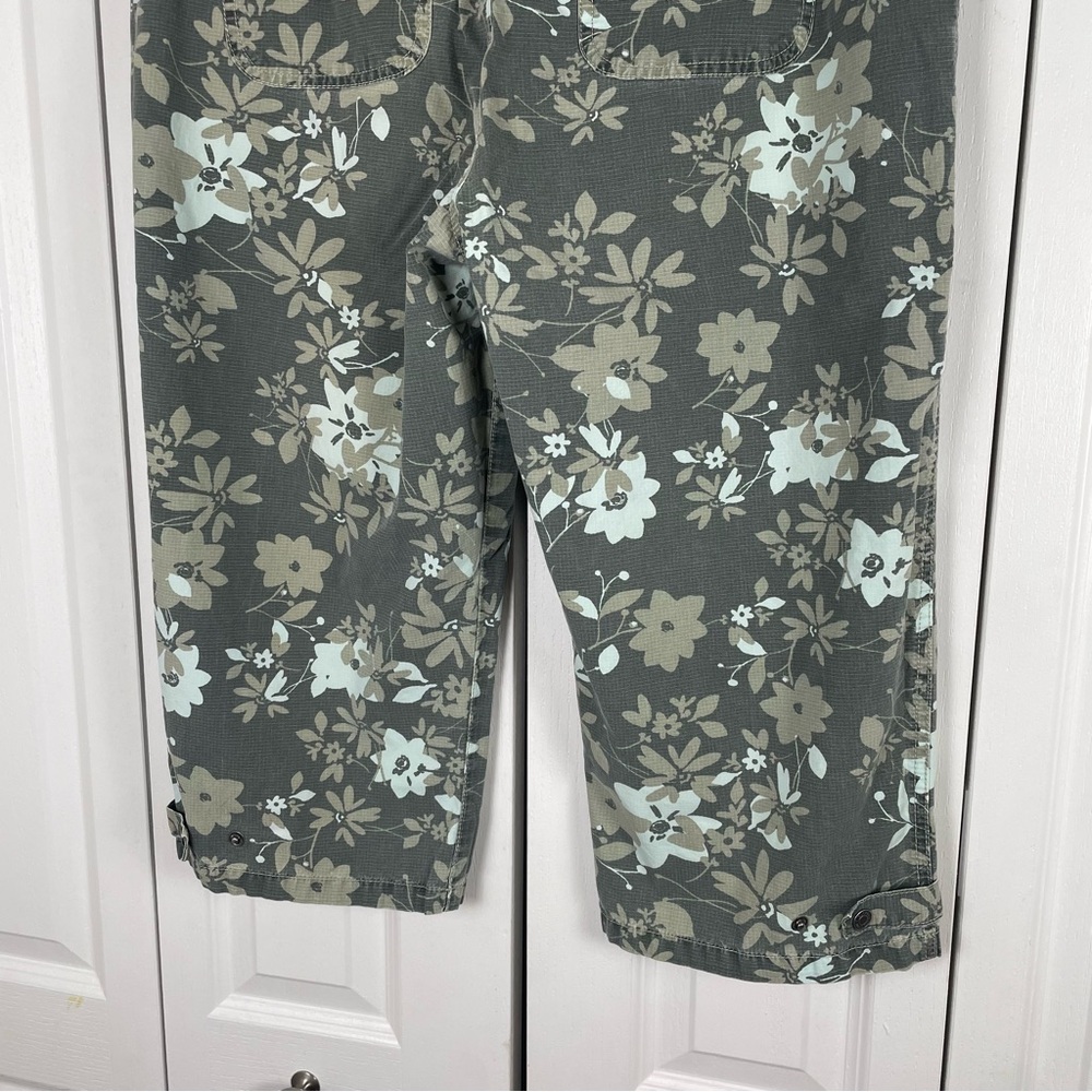 Y2K Gloria Vanderbilt Ripstop Floral Capri Pants Women’s 14 Green Utility Sporty - Picture 8 of 16